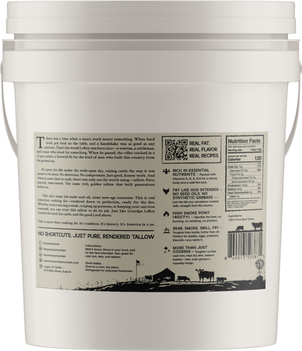 LeRoy’s Rocky Mountain Beef Tallow – 7 lb Bucket